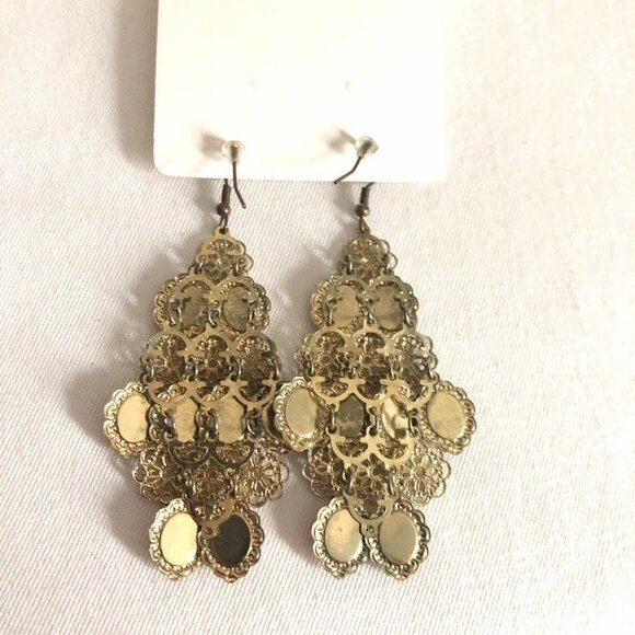 Cascadings Faceted Pink Filigree Gold Diamond Dangle Earrings - Picture 4 of 6